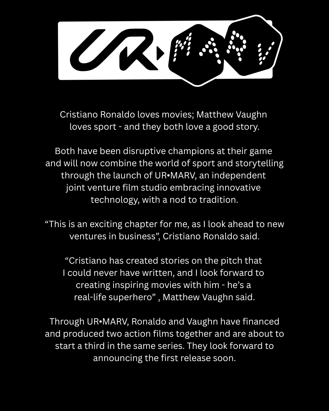 Cristiano Ronaldo anunció en X el lanzamiento de su próximo estudio cinematográfico