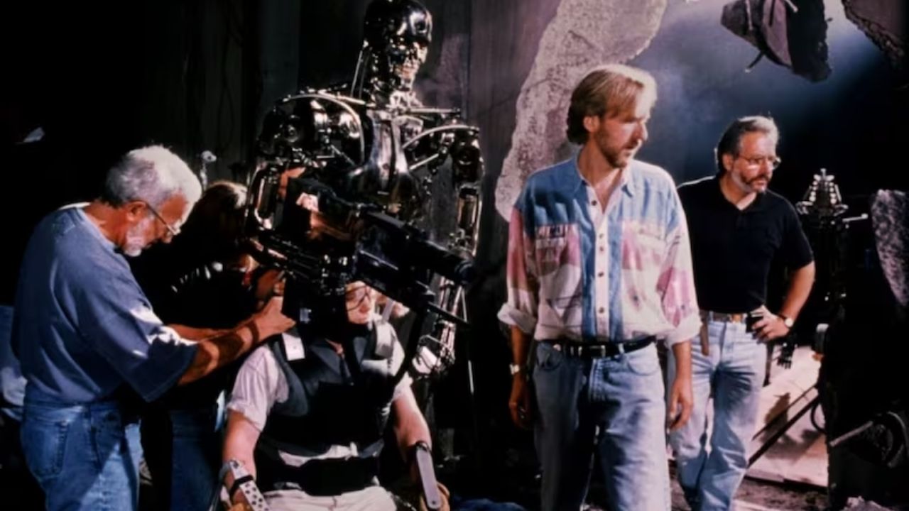 James Cameron en el set de una de sus películas más importantes