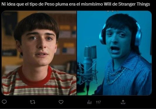 Las redes estallan con el parecido físico entre Peso Pluma y estos dos personajes de Stranger Things